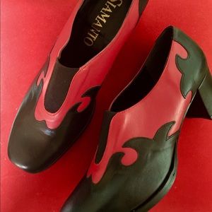 Genuine Leather Western Color Block Block Heel🌹